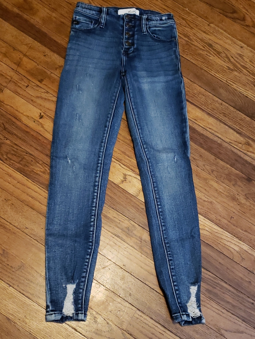 KanCan Distressed Mid-Blue High-Rise Skinny Jeans